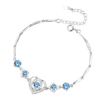 Lắc Tay Bạc Nữ đính đá CZ Trái Tim Cách điệu Jazmine LILI 062161 3