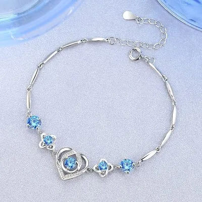 Lắc Tay Bạc Nữ đính đá CZ Trái Tim Cách điệu Jazmine LILI 062161 4