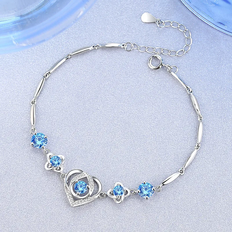 Lắc Tay Bạc Nữ đính đá CZ Trái Tim Cách điệu Jazmine LILI 062161 4