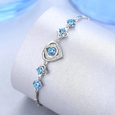 Lắc Tay Bạc Nữ đính đá CZ Trái Tim Cách điệu Jazmine LILI 062161 5