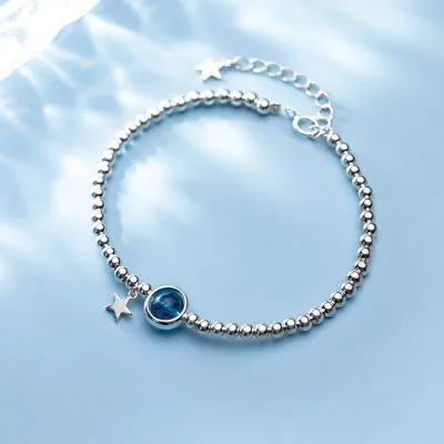 Lắc Tay Bạc Nữ đính đá Pha Lê Hạt Tròn Ngôi Sao Fatima LILI 063409 3