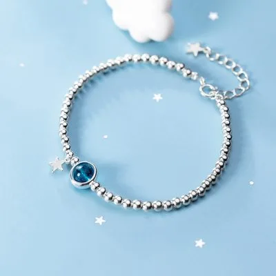 Lắc Tay Bạc Nữ đính đá Pha Lê Hạt Tròn Ngôi Sao Fatima LILI 063409 4