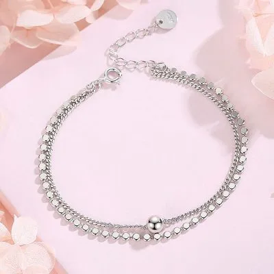 Lắc Tay Bạc Nữ Hạt Tròn 2 Tầng Milena LILI 061480 1