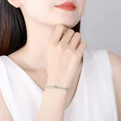 Lắc Tay Bạc Nữ Hạt Tròn 2 Tầng Milena LILI 061480 5