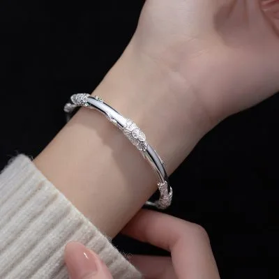 Vòng Tay Bạc S999 Cho Nữ Dạng Kiềng Hoa Mẫu đơn Adelynn LILI 063513 3