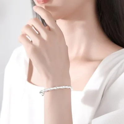 Vòng Tay Bạc đặc S999 Cho Nữ Dạng Kiềng Hình Cây Tre Zuri LILI 063286 4