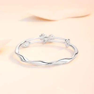 Vòng Tay Bạc Nữ S999 đặc Dạng Kiềng Búp Sen, đài Sen Catalina LILI 063269 4