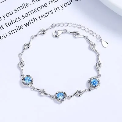 Lắc Tay Bạc Nữ đính đá CZ Hình Cỏ 4 Lá Rebecca LILI 065028 6