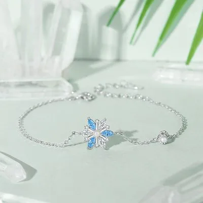 Lắc Tay Bạc Nữ đính đá CZ, Ngọc Trai Bông Tuyết Karina LILI 063788 3