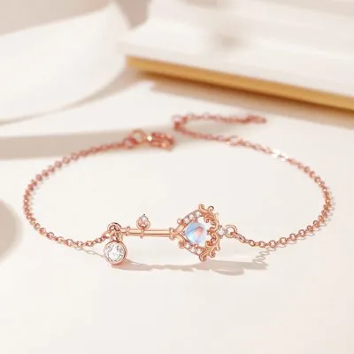 Lắc Tay Bạc Nữ đính đá CZ, Pha Lê Aurora Chìa Khóa Trái Tim Liv LILI 064358 2