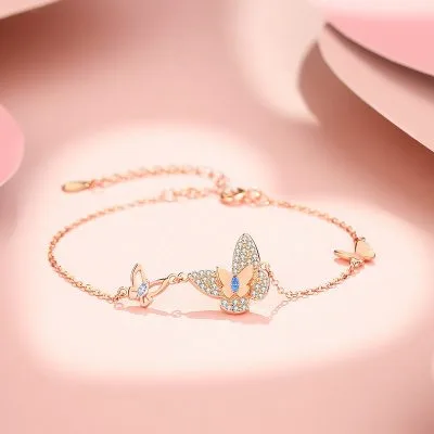 Lắc Tay Bạc Nữ đính đá Cubic Zirconia Hồ điệp Haven LILI 065009 2