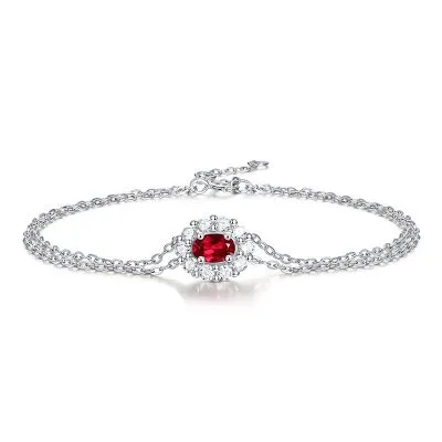 Lắc Tay Bạc Nữ đính đá Ruby Hoa Mặt Trời Mia LILI 064771 1
