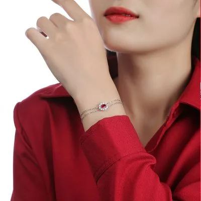 Lắc Tay Bạc Nữ đính đá Ruby Hoa Mặt Trời Mia LILI 064771 5