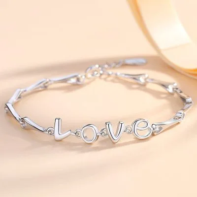 Lắc Tay Bạc Nữ Chữ Love Cách điệu Anne LILI 067960 1