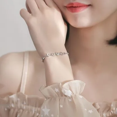 Lắc Tay Bạc Nữ Chữ Love Cách điệu Anne LILI 067960 5