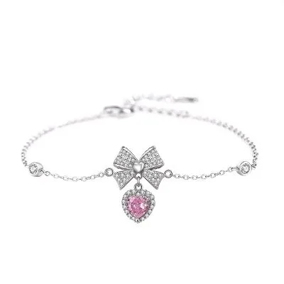 Lắc Tay Bạc Nữ đính đá CZ Nơ Trái Tim Winnie LILI 067973 4
