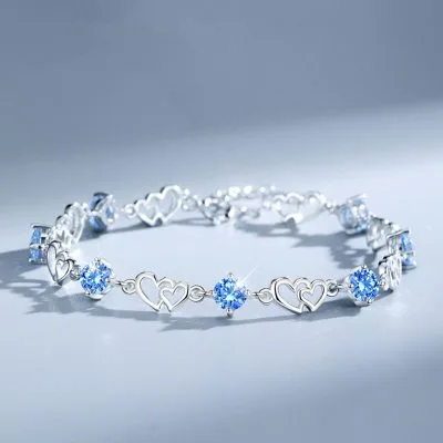 Lắc Tay Bạc Nữ đính đá CZ Trái Tim đôi Anaya LILI 066425 1