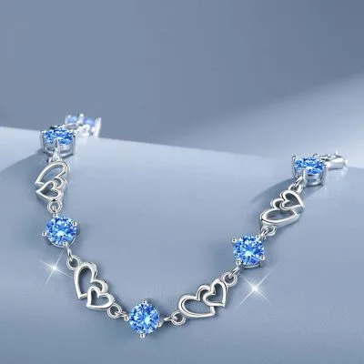 Lắc Tay Bạc Nữ đính đá CZ Trái Tim đôi Anaya LILI 066425 2