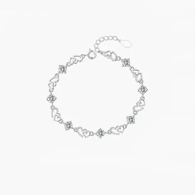 Lắc Tay Bạc Nữ đính đá CZ Trái Tim đôi Anaya LILI 066425 4