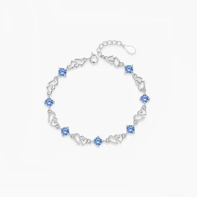 Lắc Tay Bạc Nữ đính đá CZ Trái Tim đôi Anaya LILI 066425 6
