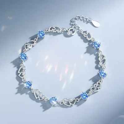 Lắc Tay Bạc Nữ đính đá CZ Trái Tim đôi Anaya LILI 066425 7