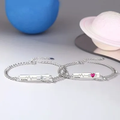 Lắc Tay Bạc Cặp đôi đính đá CZ Nhịp Tim Elina LILI 069760 7