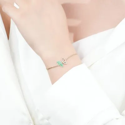 Lắc Tay Bạc Nữ đính đá CZ Cánh Bướm Aubrielle LILI 068401 5