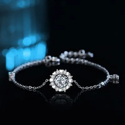 Lắc Tay Bạc Nữ đính Kim Cương Moissanite Hoa Hướng Dương LILI 068393 3