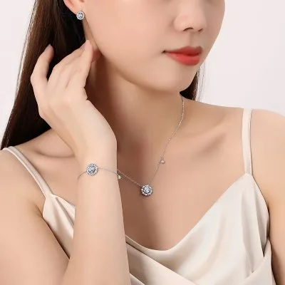 Lắc Tay Bạc Nữ đính Kim Cương Moissanite Hoa Hướng Dương LILI 068393 4