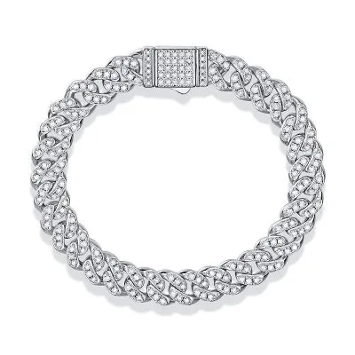 Lắc Tay Bạc Nữ Nam đính Kim Cương Moissanite Chuỗi Xích Cuban LILI 069214 1