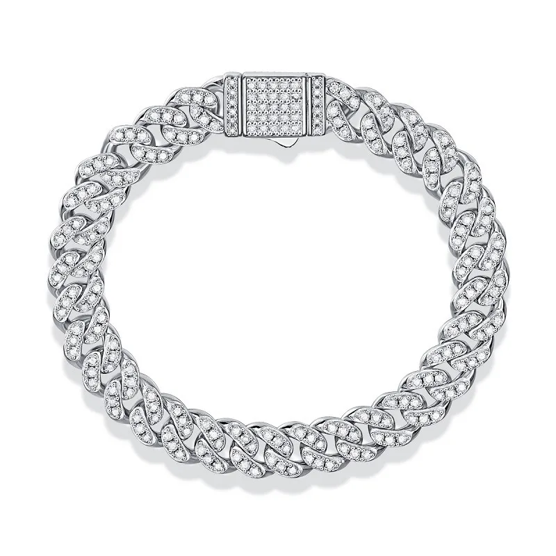 Lắc Tay Bạc Nữ Nam đính Kim Cương Moissanite Chuỗi Xích Cuban LILI 069214 1