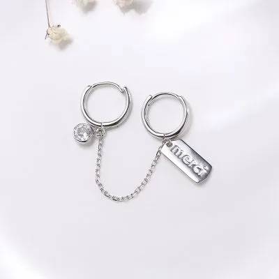 Bông Tai Bạc Nữ Cá Tính 2 Lỗ Tròn đeo 1 Bên Tai Merci LILI 915812 11