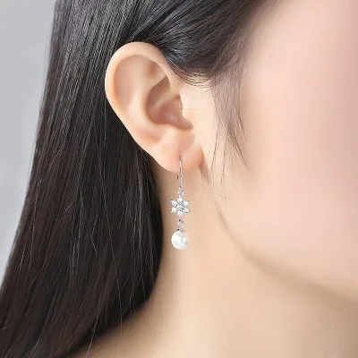 Bông Tai Bạc Nữ đính đá CZ Ngôi Sao Ngọc Trai Mia LILI 072824 3