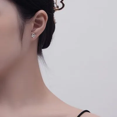 Bông Tai Bạc Nữ đính đá CZ Trái Tim Nhỏ Caroline LILI 072861 2