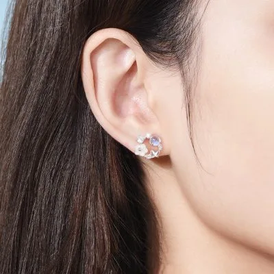 Bông Tai Bạc Nữ đính Pha Lê Vòng Hoa Bướm Aylin LILI 072976 1