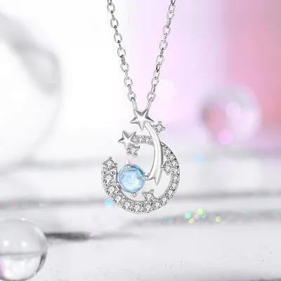 Dây Chuyền Bạc Nữ đính đá CZ Hình Ngôi Sao Băng Lylah LILI 071422 1