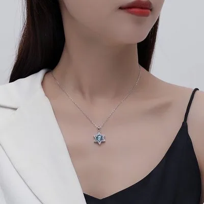 Dây Chuyền Bạc Nữ đính đá CZ Ngôi Sao 6 Cánh Sylvie LILI 071280 2