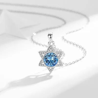 Dây Chuyền Bạc Nữ đính đá CZ Ngôi Sao 6 Cánh Sylvie LILI 071280 6