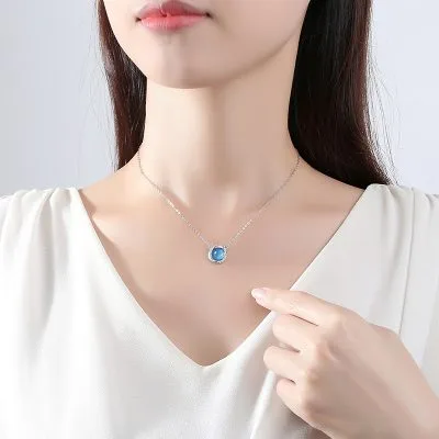 Dây Chuyền Bạc Nữ đính đá CZ Trái Tim đại Dương Bonnie LILI 073822 3