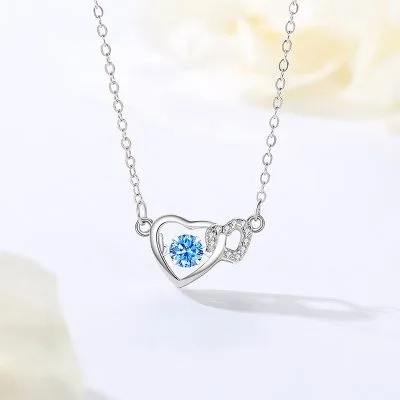 Dây Chuyền Bạc Nữ đính đá CZ Trái Tim Ghép đôi Nyra LILI 071614 1