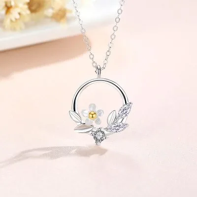 Dây Chuyền Bạc Nữ đính đá CZ Vòng Hoa Flora LILI 074147 3