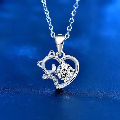 Dây Chuyền Bạc Nữ đính Kim Cương Moissanite Mèo Dễ Thương Lottie LILI 071691 1