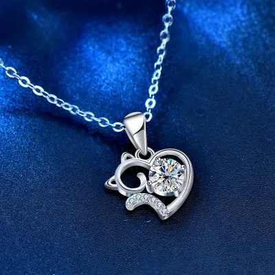 Dây Chuyền Bạc Nữ đính Kim Cương Moissanite Mèo Dễ Thương Lottie LILI 071691 2