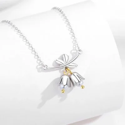 Dây Chuyền Bạc Nữ đính Ngọc Trai Hình Bông Hoa Chuông Harlee LILI 071437 3