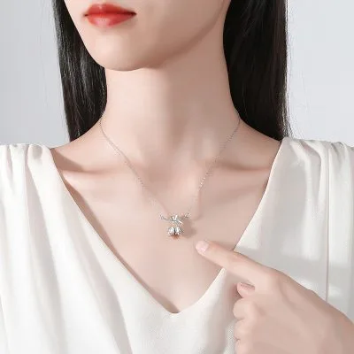 Dây Chuyền Bạc Nữ đính Ngọc Trai Hình Bông Hoa Chuông Harlee LILI 071437 4