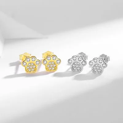 Khuyên Tai Bạc Nữ đính đá CZ Chân Mèo Dễ Thương Ryann LILI 072762 2