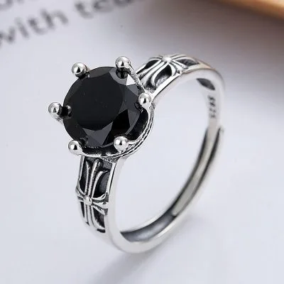 Nhẫn Bạc Nữ đính đá CZ Màu đen Chữ Thập Cool Ngầu LILI 071173 1