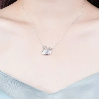 Vòng Cổ Bạc Nữ đính đá CZ Chú Thiên Nga Damira LILI 072118 1