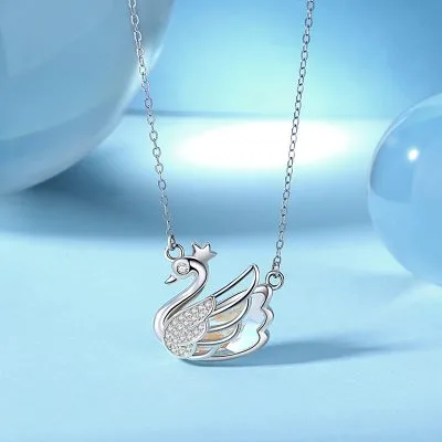 Vòng Cổ Bạc Nữ đính đá CZ Chú Thiên Nga Damira LILI 072118 4