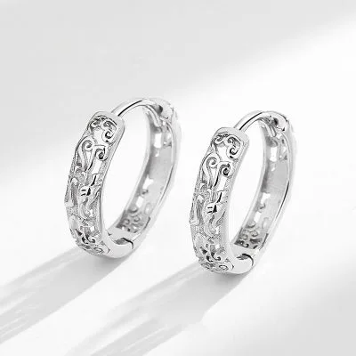 Bông Tai Bạc Nữ Nam Tròn Họa Tiết Bellamy LILI 078419 1
